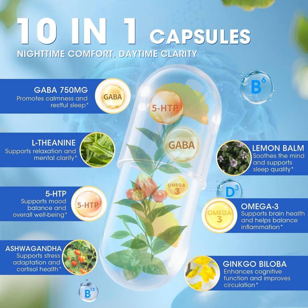 Close-up of GABA Calm capsules