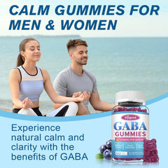GABA gummies packaging showing 120-count, vegan and gluten-free features.