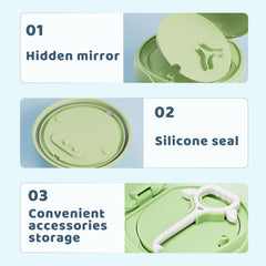 Compact travel-friendly retainer case in use