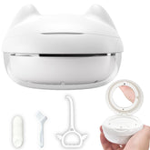 Gaboolo White Cat Retainer Case - closed view showing 2-in-1 design