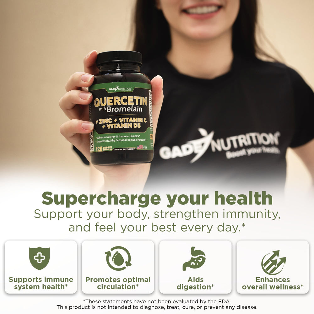 Quercetin 500mg with Bromelain capsules for daily immune support