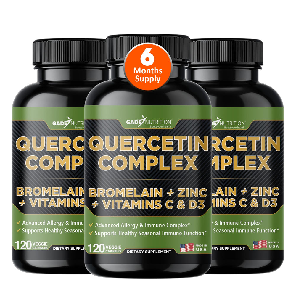 Gade Nutrition Quercetin 500mg bottle with bromelain and vitamin C and zinc