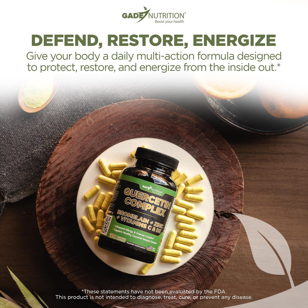 Front of Gade Nutrition Quercetin Complex box showing ingredients