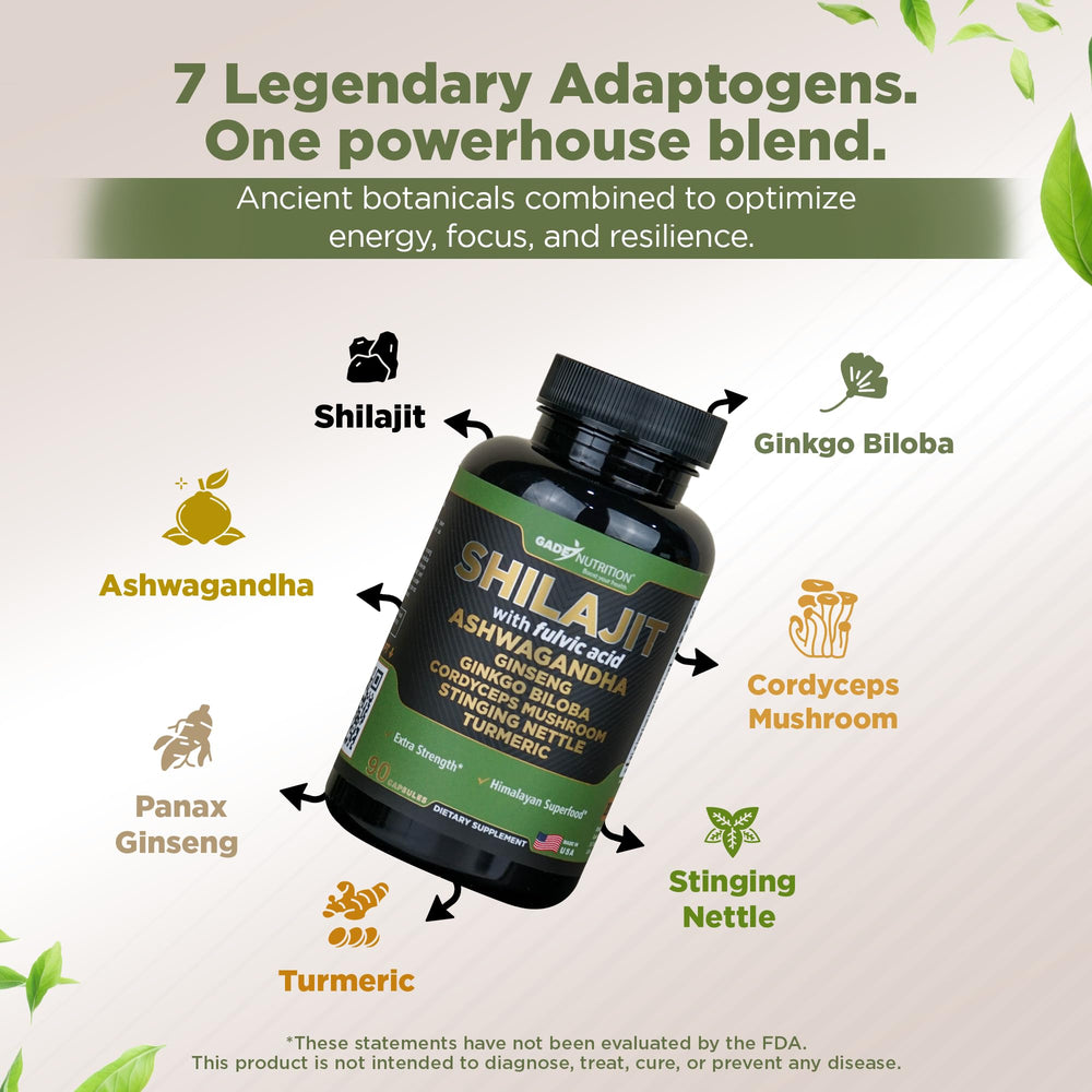 Herbal ingredients including Ashwagandha and Ginseng