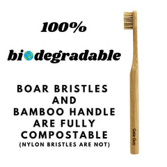 Detailed view of bamboo toothbrush head