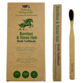 Gaia Guy Soft Horse Hair Bamboo Toothbrush front view with bamboo handle