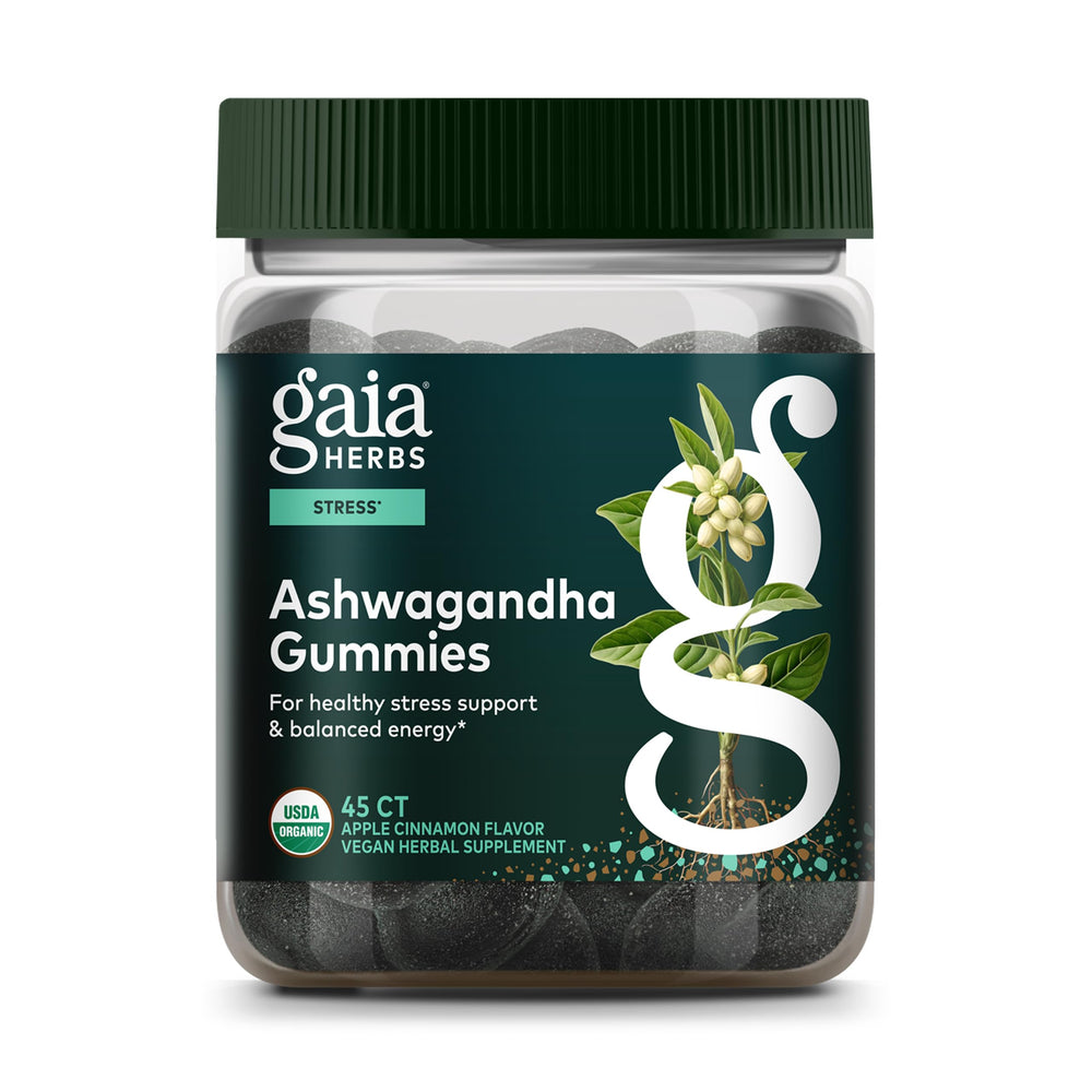 Front view of Gaia Herbs Organic Ashwagandha Gummies bottle