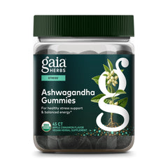 Front view of Gaia Herbs Organic Ashwagandha Gummies bottle