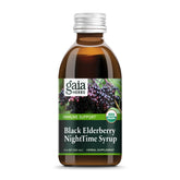 Gaia Herbs Black Elderberry NightTime Syrup bottle and box on white background