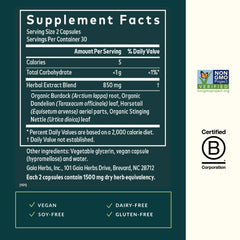 Organic burdock root as an ingredient