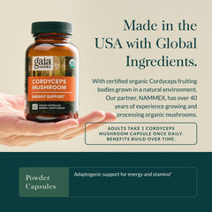 Cordyceps 40-day supply packaging from Gaia Herbs