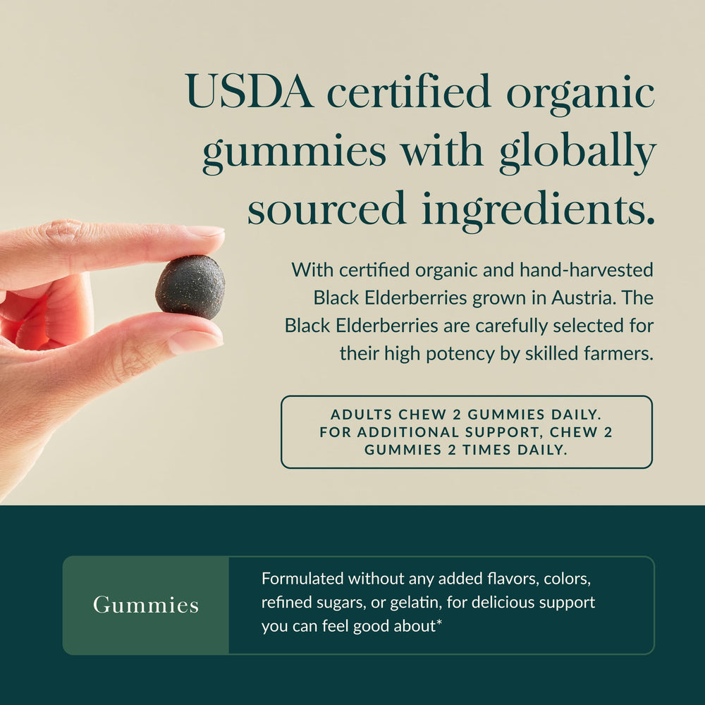 Organic black elderberry blend ingredients for Gaia Gummies
