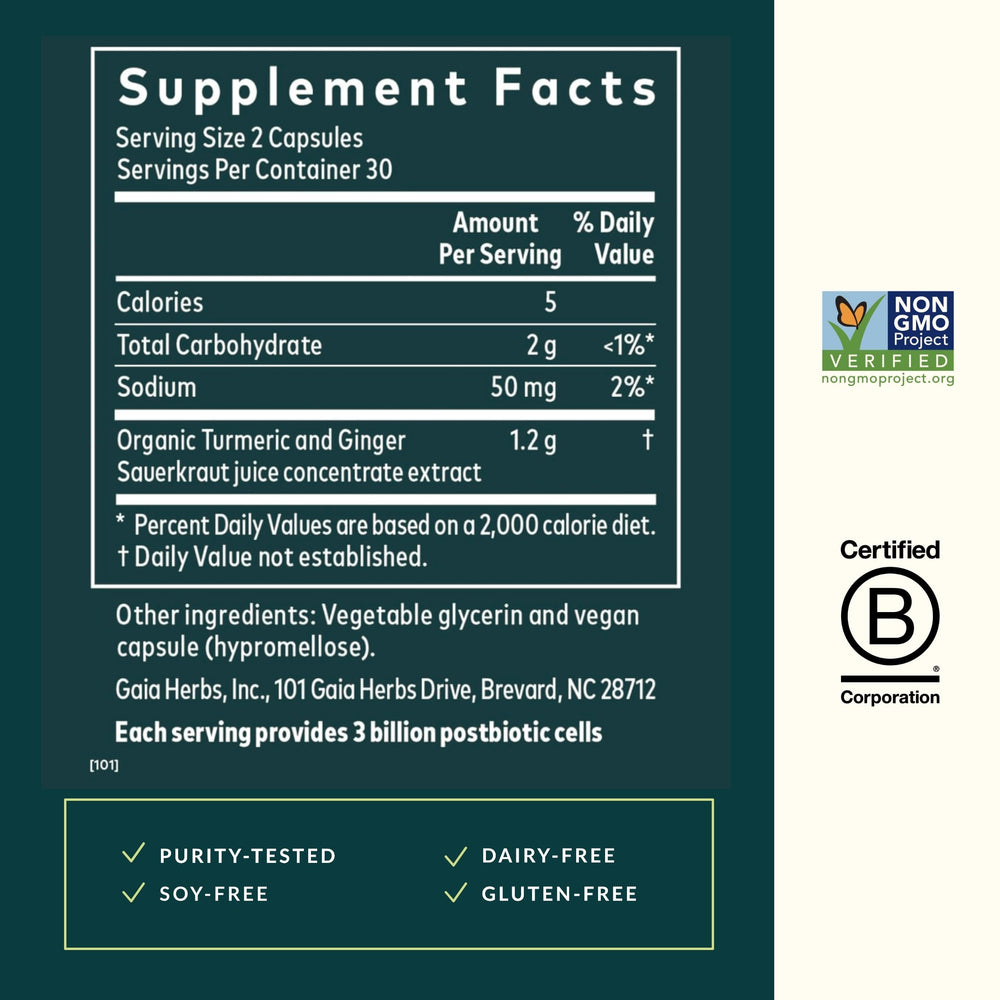 Postbiotic capsules in vegan packaging