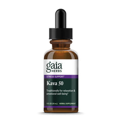 Front view of Gaia Herbs Kava Root Extra Strength bottle