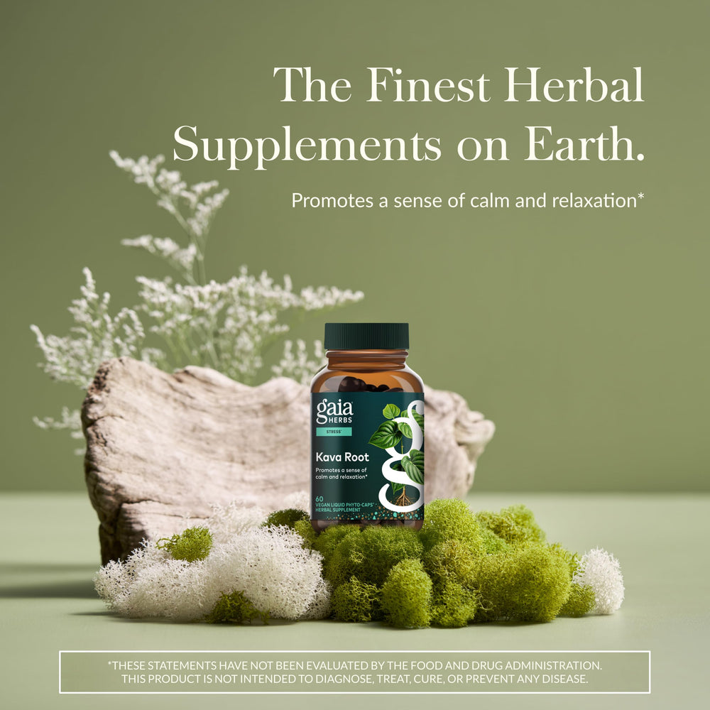Gaia Herbs Kava Root capsules close-up