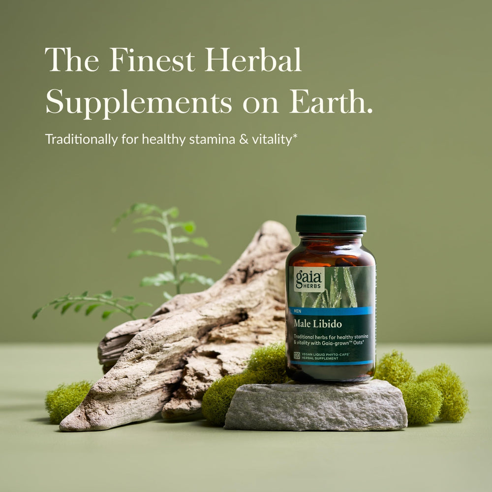 Gaia Herbs Male Libido capsules arranged in bottle