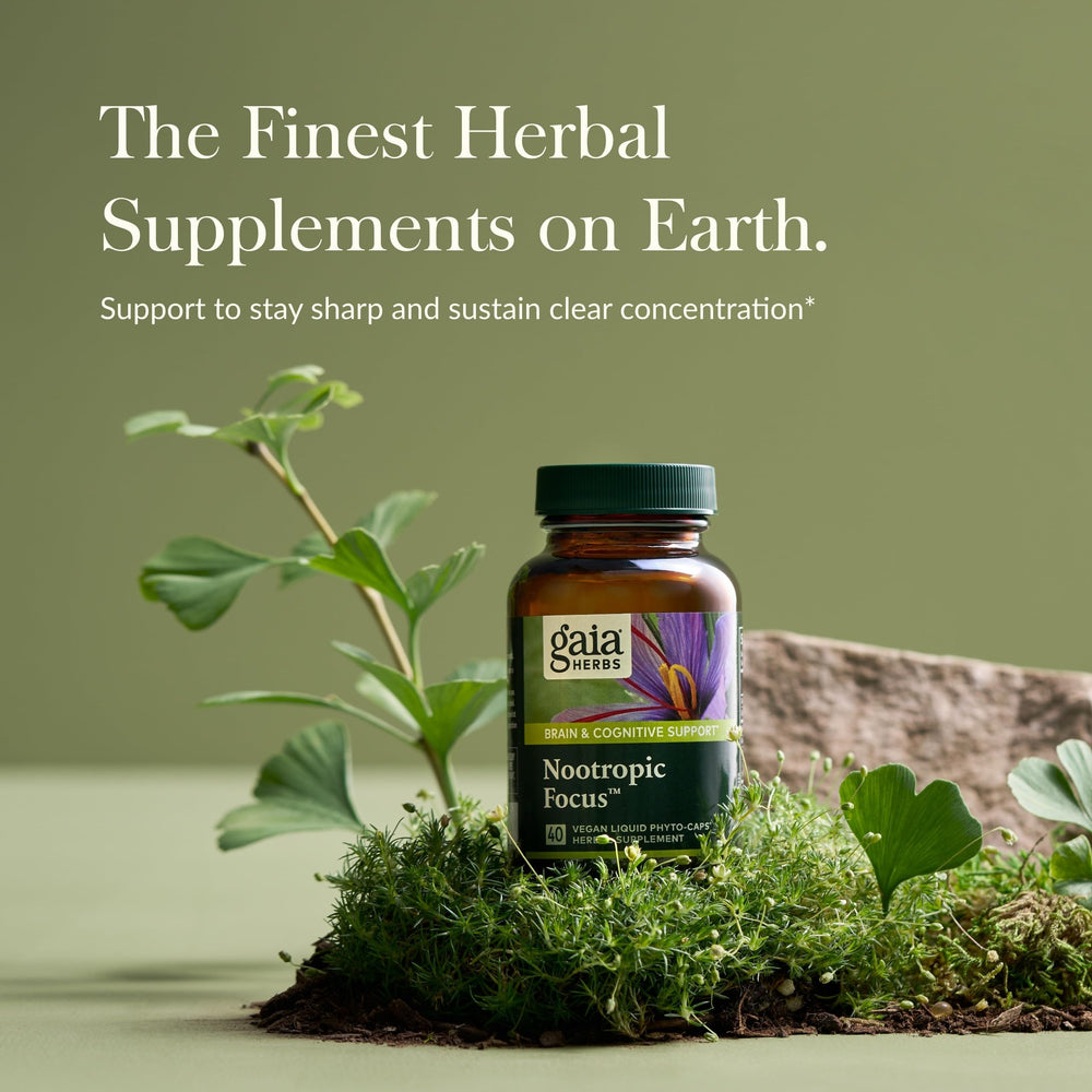 Saffron, lemon balm and spearmint ingredients for Gaia Herbs Nootropic Focus