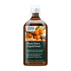 Gaia Herbs Plant Force Liquid Iron bottle with front label