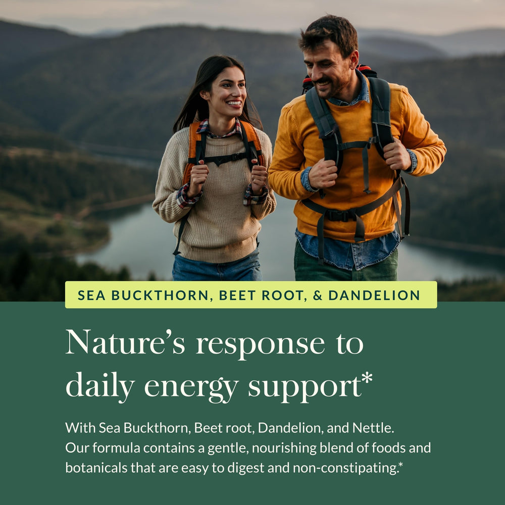 Front of Gaia Herbs Plant Force Liquid Iron box highlighting 8.5 fl oz and 25 servings