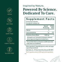 Gaia Herbs Pro 3-in-1 Immune Formula label close-up
