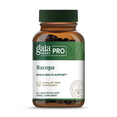 GAIA Herbs PRO Bacopa 60-liquid phyto-caps bottle and label on white background