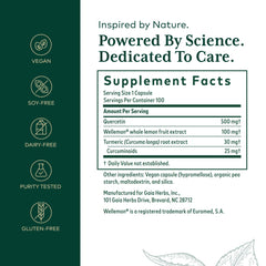 Quercetin, Bromelain and Turmeric ingredients close-up