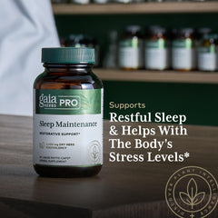 Gaia Herbs PRO Sleep Maintenance packaging showing vegan and gluten-free claim
