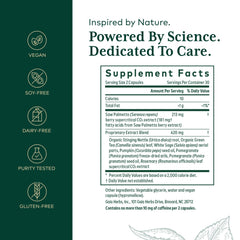 Ingredients highlight including green tea, white sage, and pomegranate