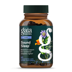 Gaia Herbs Sound Sleep bottle and packaging on white background