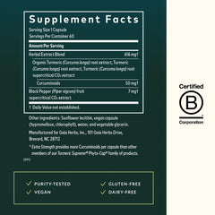 Gaia Herbs Turmeric Supreme – etiquette bio: emballage traçable et transparent.