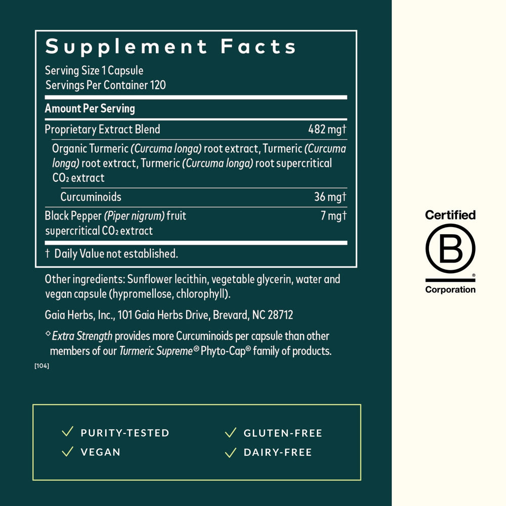 Gaia Herbs turmeric supreme extra strength vegan liquid phytocapsules