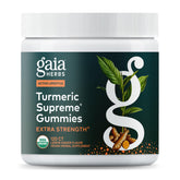 Gaia Herbs Turmeric Supreme Extra Strength Gummies bottle with Lemon Ginger flavor