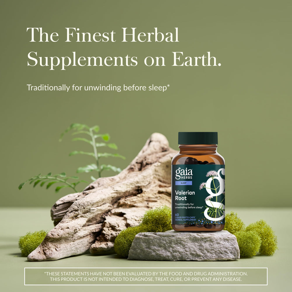Gaia Herbs Valerian Root bottle label – close-up