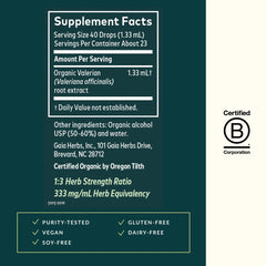 Organic valerian root ingredients used in Gaia Herbs formula