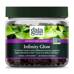 Infinity Glow bottle front view with Gaia Herbs logo