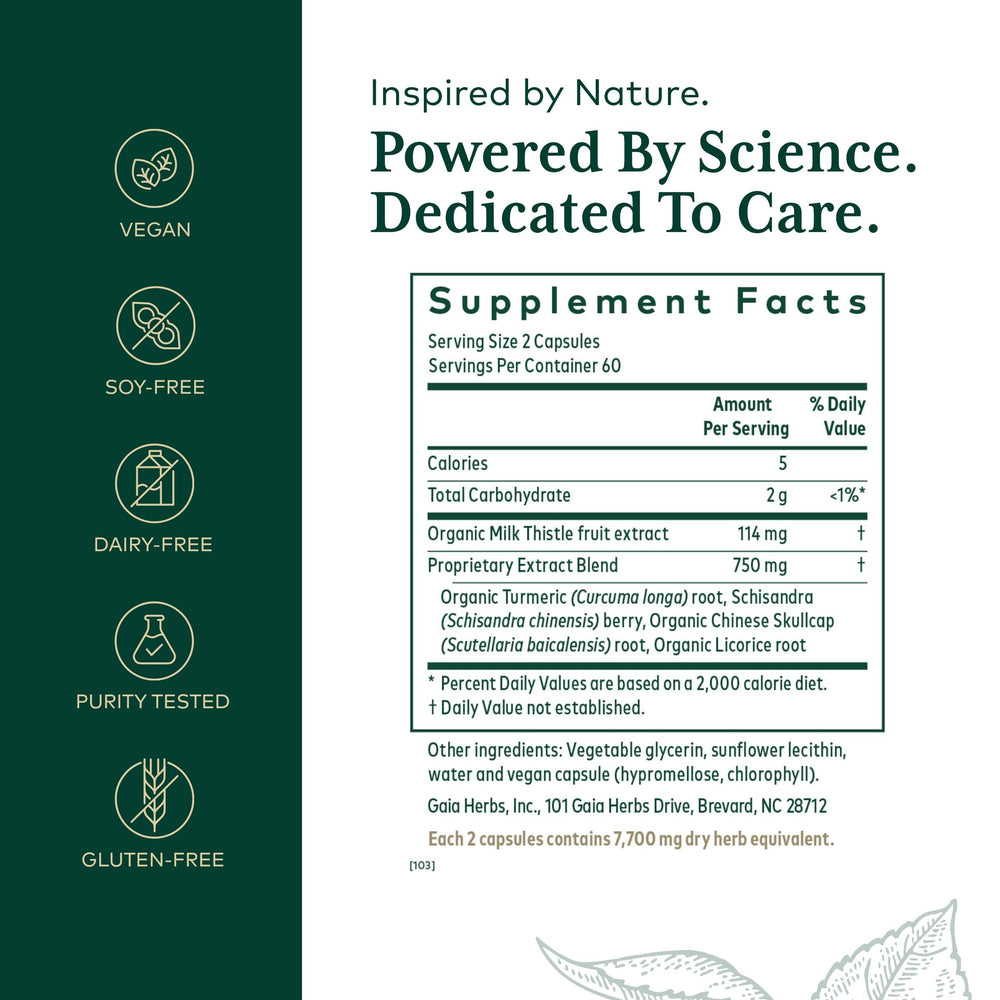 Gaia Herbs Pro Daily Liver Pro bottle - back label