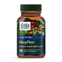 Gaia Herbs SleepThru bottle front label - Sleep support
