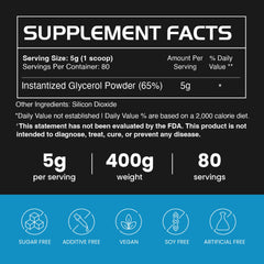 GAINS IN BULK glycerol powder scoop highlights easy pre-workout dosing for pumps