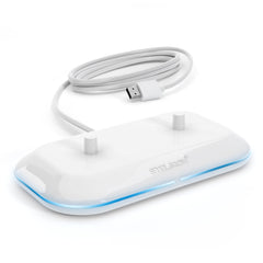 Two Sonicare handles charging on Galvanox base