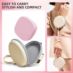 Open case showing built-in mirror for on-the-go lens checks