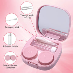 Portable seven-piece lens care kit with pendant storage