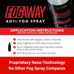 FogAway on safety glasses and motorcycle helmet visors