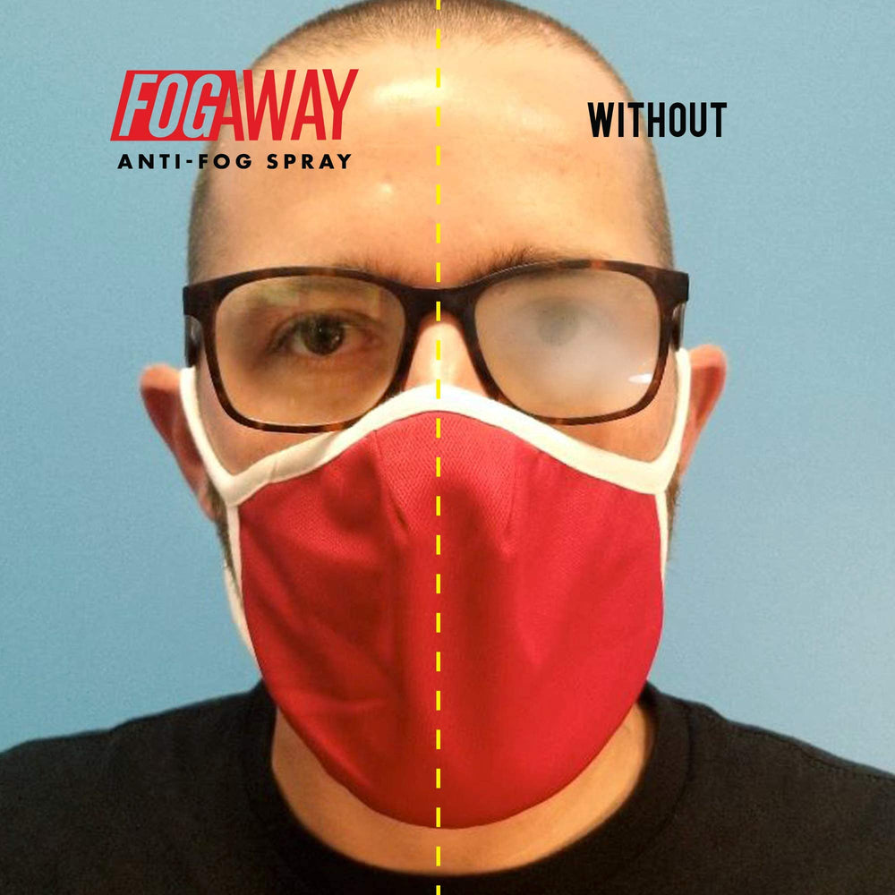 Step-by-step: spray, rub, and buff FogAway on lenses