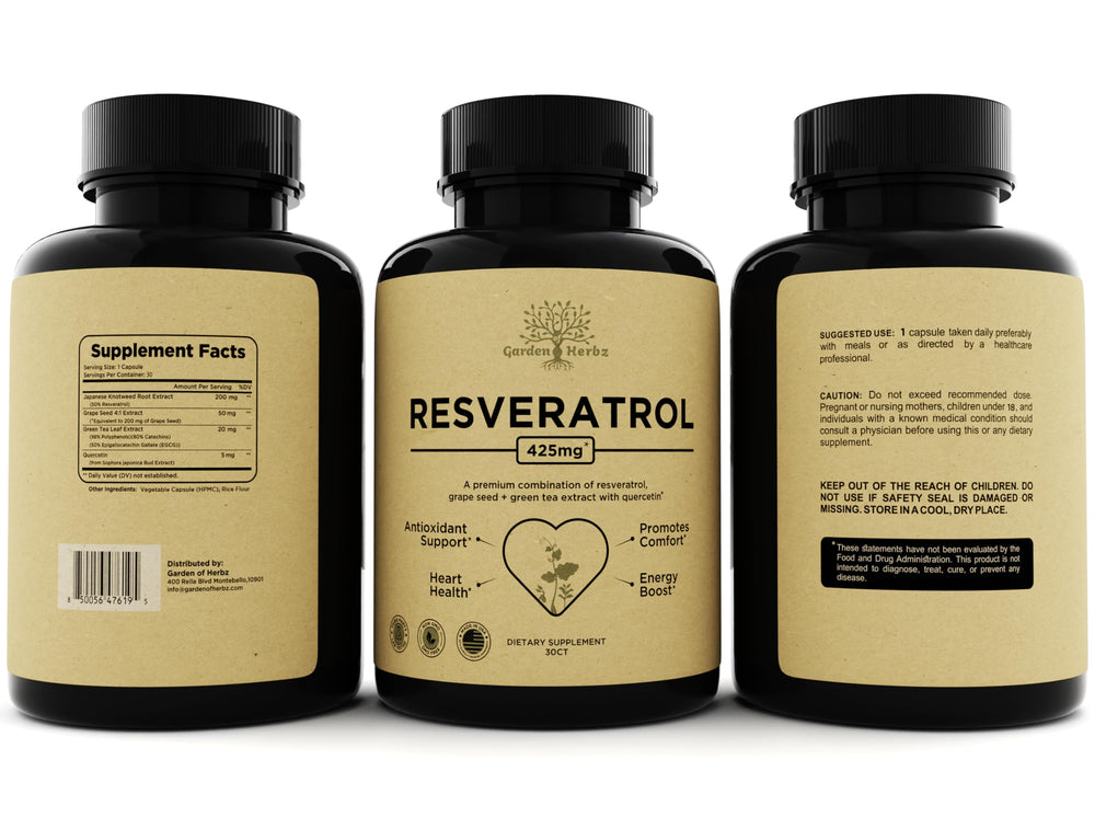 Nutrition facts panel for the supplement