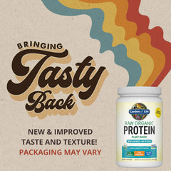 Back label with certifications on Garden of Life Organic Vegan Protein Powder