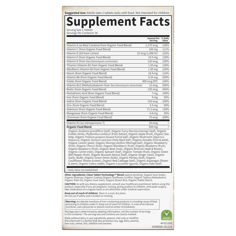 Non-GMO, gluten-free, vegan certifications for the product