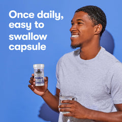 Close-up of men's probiotic capsule