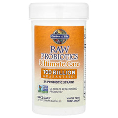 Shelf stable Garden of Life Raw Probiotics bottle at room temperature
