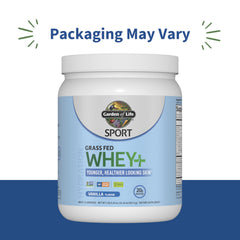 Garden of Life SPORT whey vanilla bottle pour — smooth post-workout shake.
