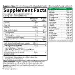 Probiotics and nutrition ingredients on the Garden of Life SPORT Whey Vanilla